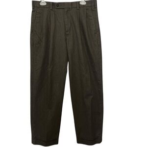Axist Men's Charcoal Grey Flannel Double Pleat Cuffed Trousers | 34 X 30